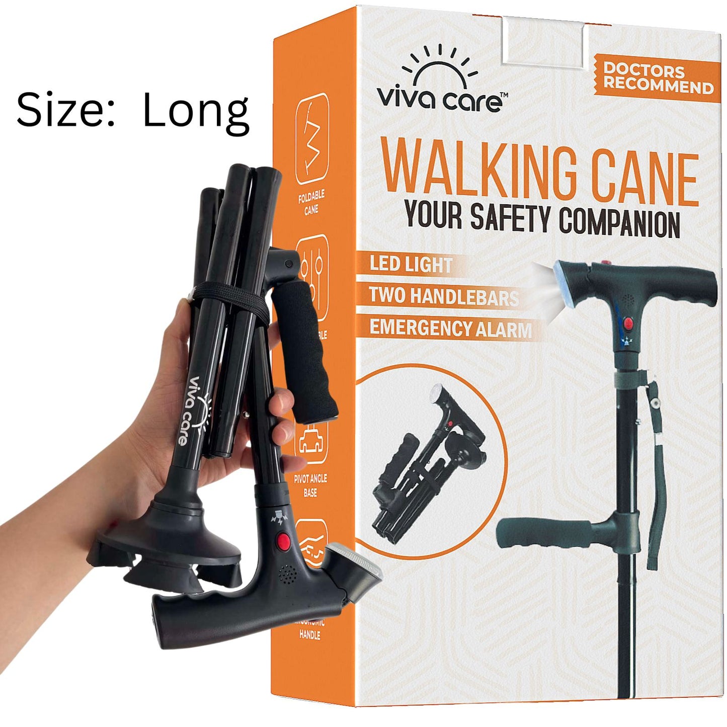 Walking Cane with Light & Siren Alarm