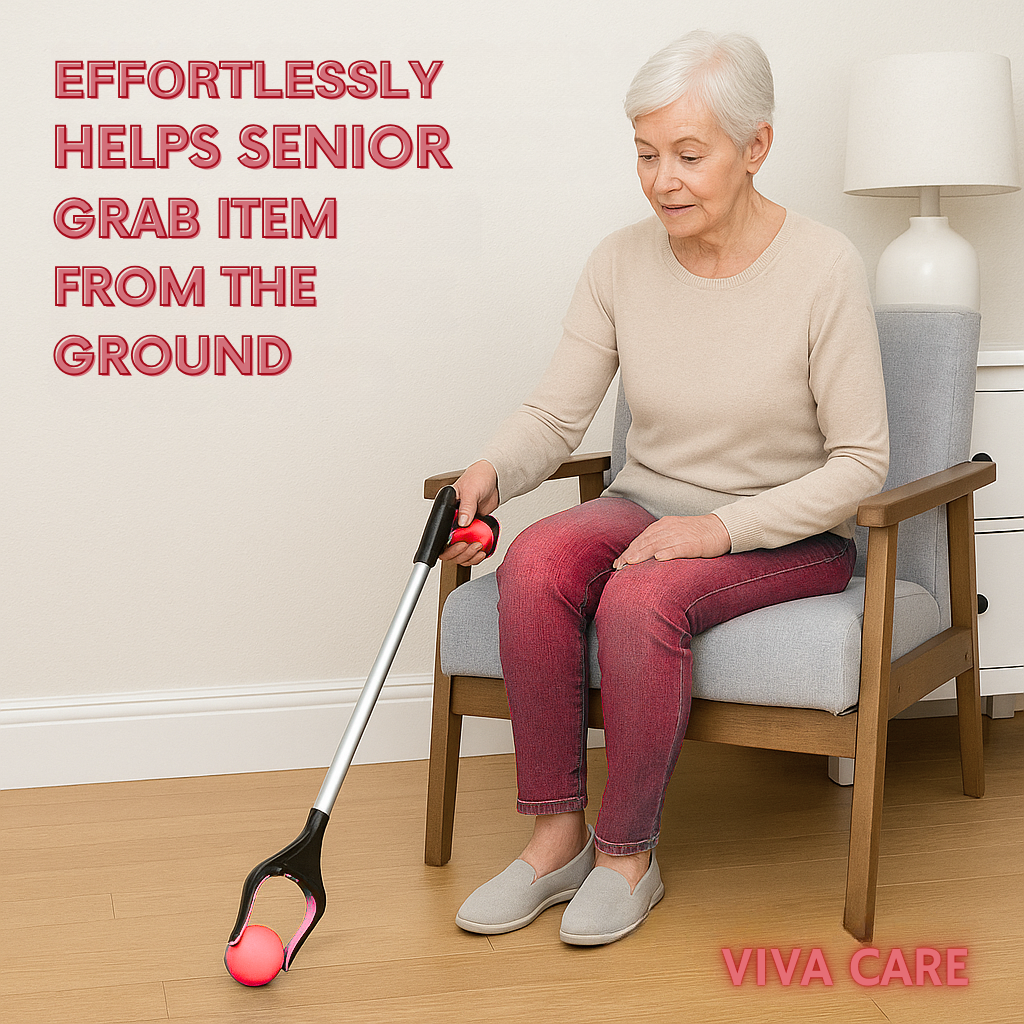 VIVA CARE Foldable Grabber Reacher for Seniors – Lightweight, Rotatable Clamp, Non-Slip Grip, 32" Long, An Arm Extension Pickup Tool, Pink