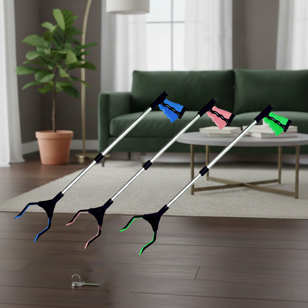 3-Pack VIVA CARE Foldable Grabber Reacher Tool – Lightweight, Rotatable Clamp, Non-Slip Grip, 32" Long, An Arm Extension Pickup Tool,