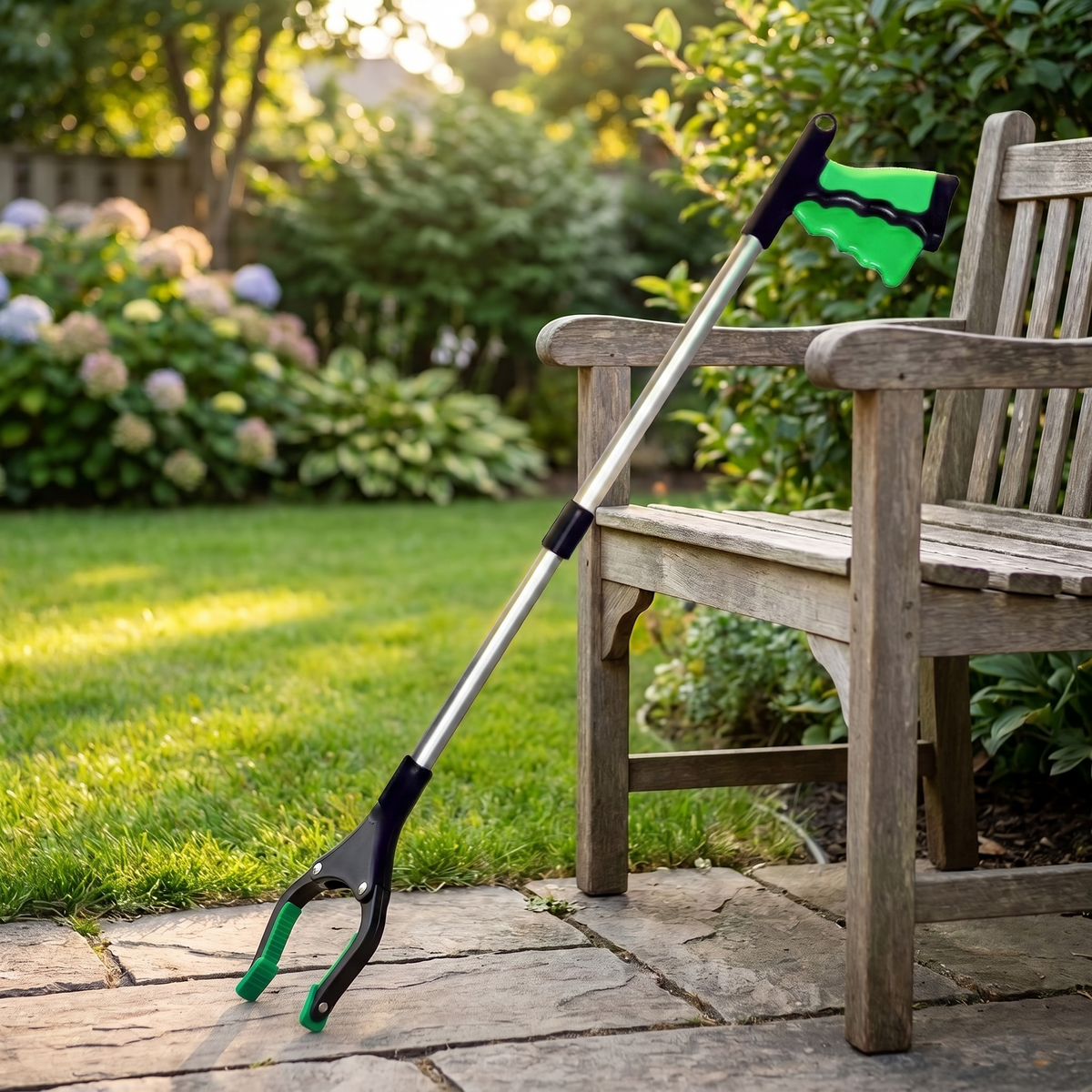 VIVA CARE Foldable Grabber Reacher for Seniors – Lightweight, Rotatable Clamp, Non-Slip Grip, 32" Long, An Arm Extension Pickup Tool, Green