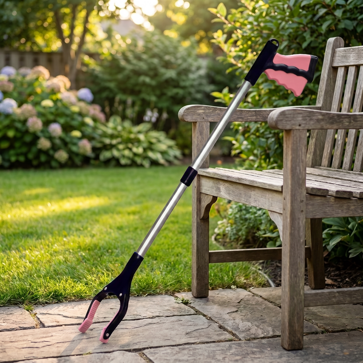 VIVA CARE Foldable Grabber Reacher for Seniors – Lightweight, Rotatable Clamp, Non-Slip Grip, 32" Long, An Arm Extension Pickup Tool, Pink